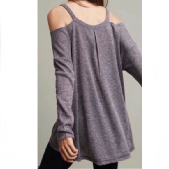 Anthropologie Deletta Millipa Cold Shoulder Oversized Raw Trim Sweater Sz Small - Picture 2 of 13